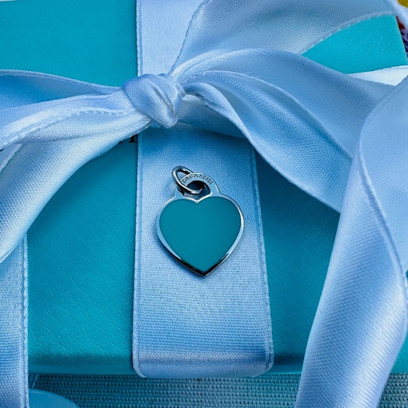 Tiffany & Co SMALL Blue Enamel Heart with Milano in Silver - Picture 1 of 4